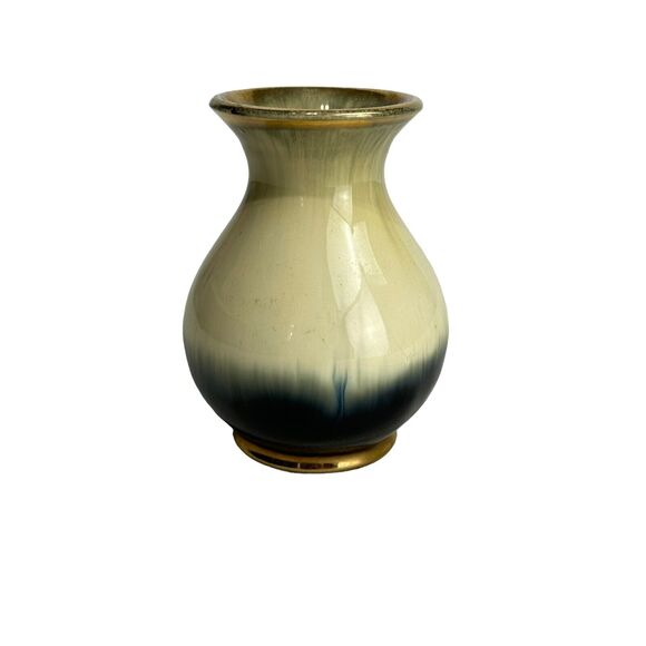 m&r west Germany art pottery vase 8010 Small 4 In. Metallic Gold Drip Graze - Picture 4 of 9